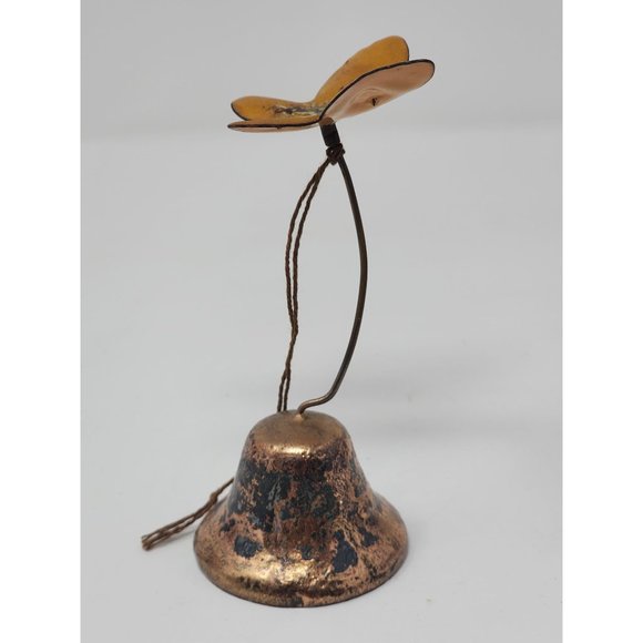 Vintage MCM‎ Metal Bell With Enamel Butterfly Hangs On A Door - Picture 5 of 10